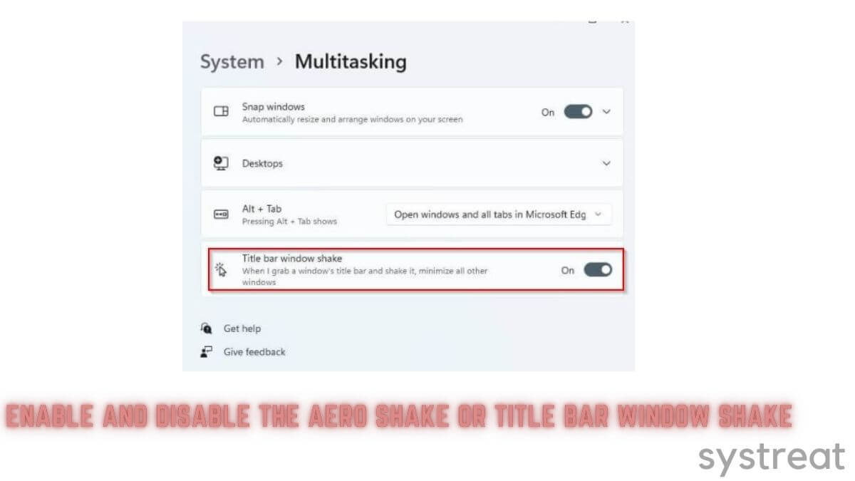 How to Enable and Disable Aero Shake or Title Bar Window Shake on Windows 11