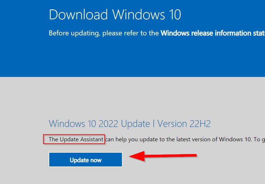 Windows 10 Update assistant